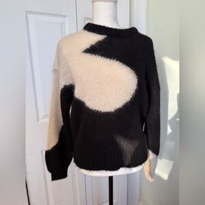 Asymmetrical Alpaca & Merino Wool  Black and White Gorman Sweater